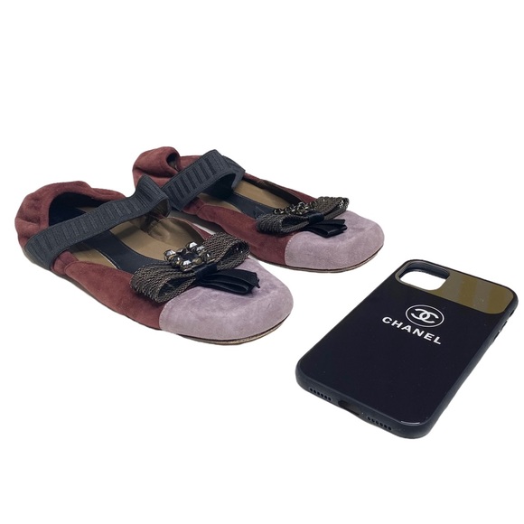 Marni ♔ Mary Jane Ballet Flats ♔ Lavender Suede + Black Crystal Embellishment ♔ - Picture 15 of 16